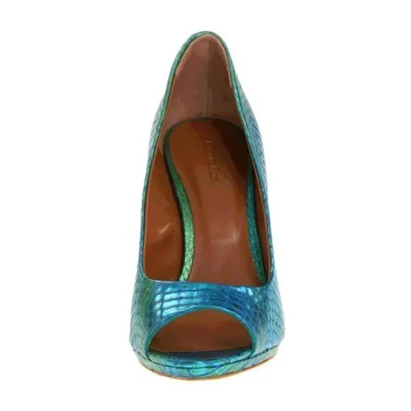 Rachel Roy Penelopey python snakeskin embossed Pump, sz 9.5, iridescent blue - Picture 11 of 11